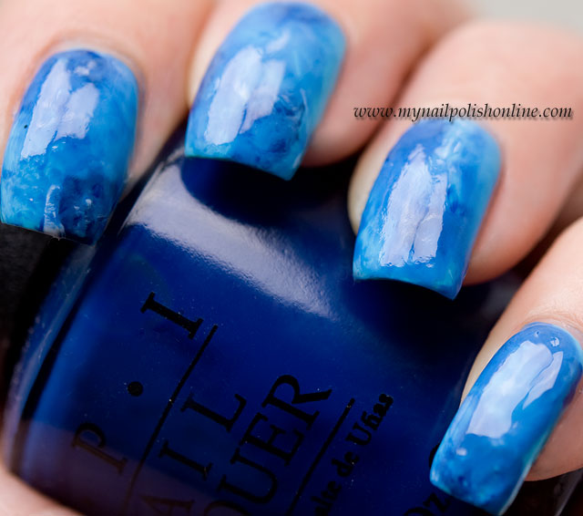 Blue Water Colored Manicure