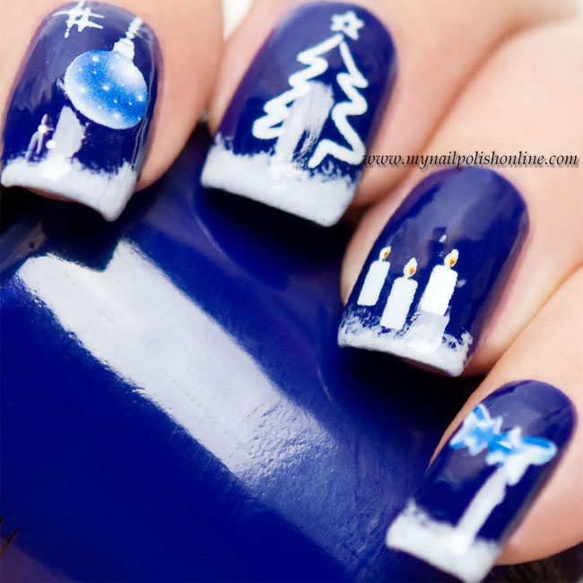 Winter nail art with water decals