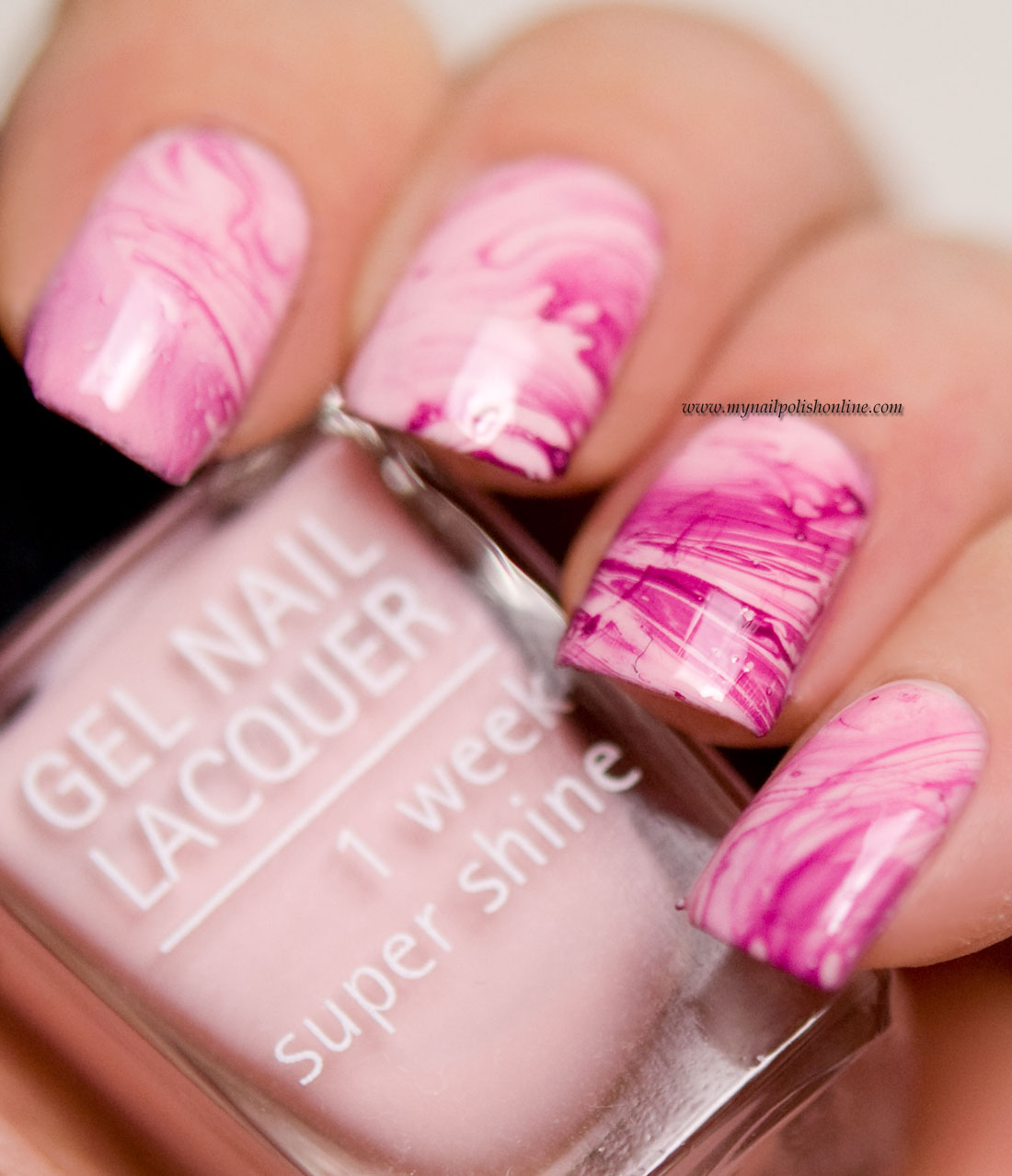 Pink Nail art celebrating the ongoing research of breast cancer