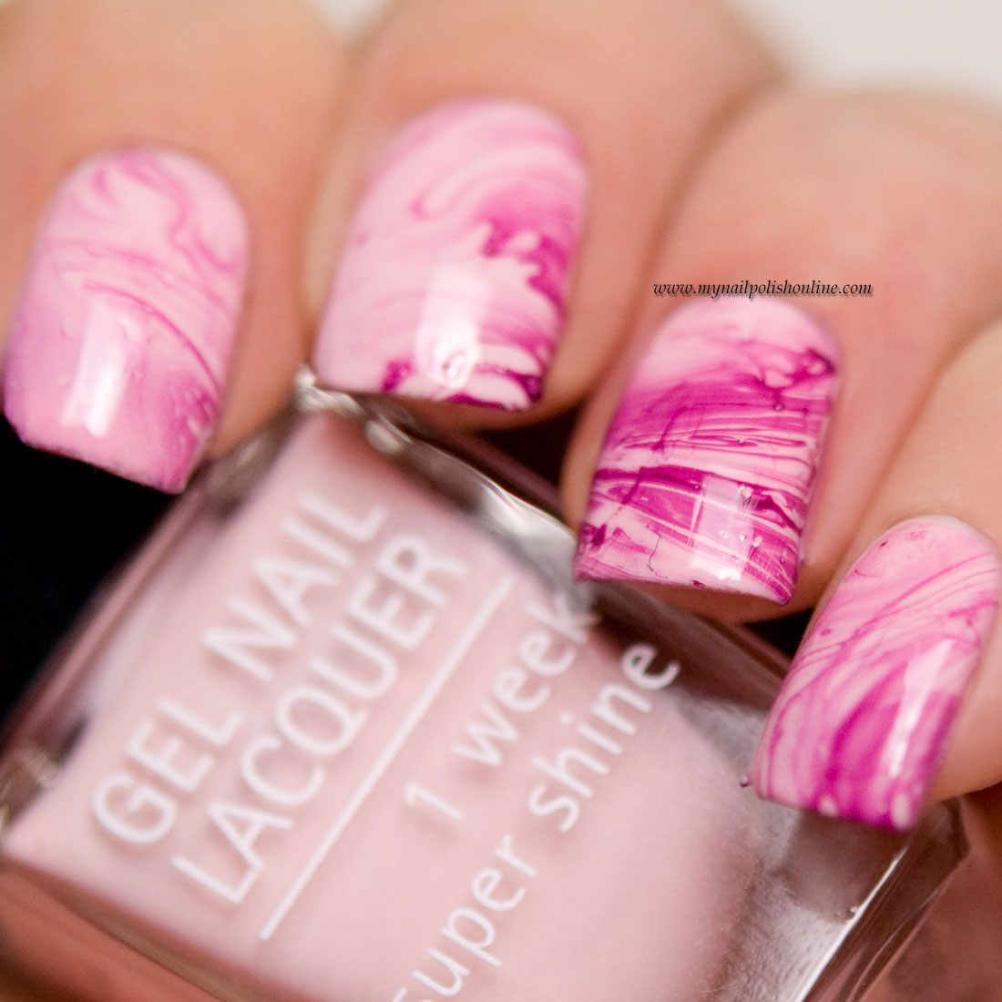 Pink Nail art celebrating the ongoing research of breast cancer