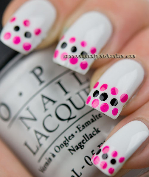 Dotticure with french tips on white - My Nail Polish Online