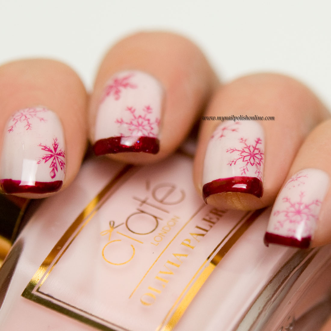 Stamping manicure with snowflakes - My Nail Polish Online