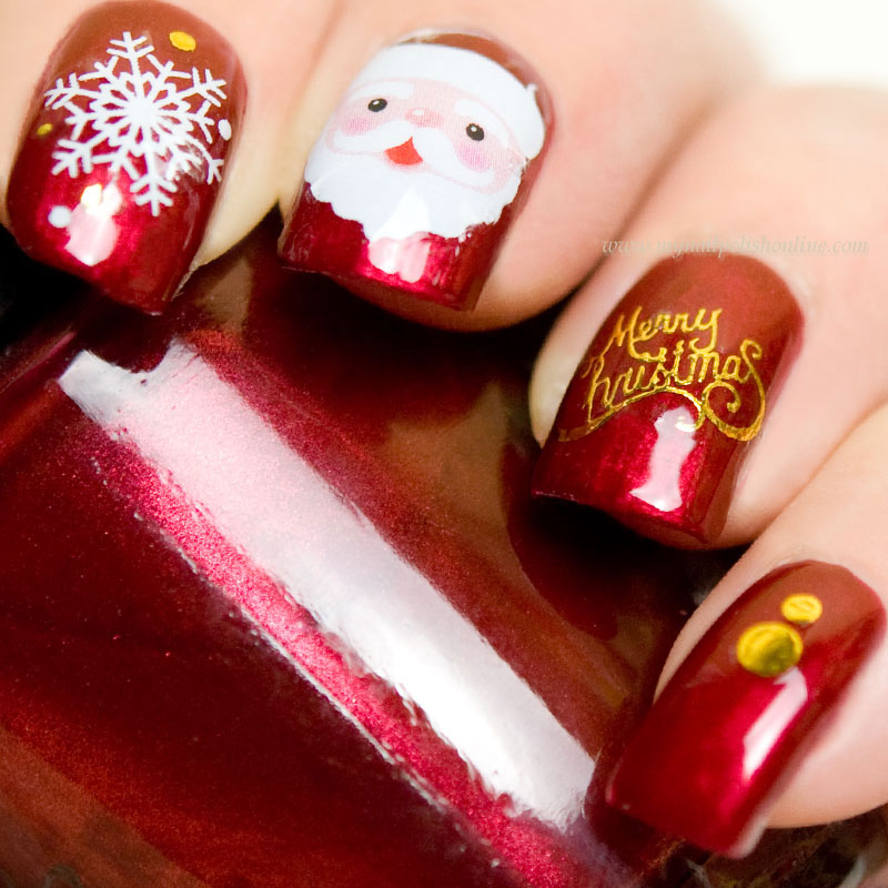 Water decals on red - My Nail Polish Online